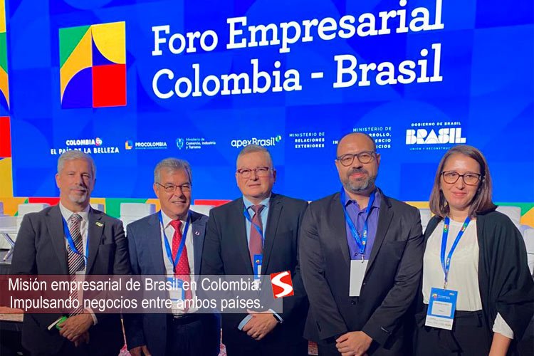 Misión empresarial de Brasil en Colombia - Luiz Ribas de Assintecal, Jorge Viana, presidente de ApexBrasil, Haroldo Silva de Abicalcados y directivos de asociaciones de Brasil
