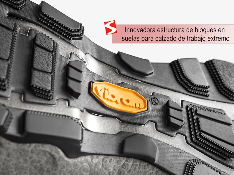 Innovadora estructura de bloques en suelas para calzado de trabajo extremo Innovadora estructura de bloques en suelas para calzado de trabajo extremo