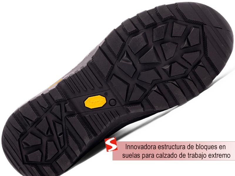 estructura de bloques en suelas para calzado trabajp