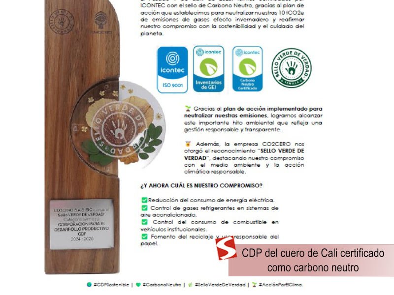 CDP del cuero de Cali certificado como carbono neutro