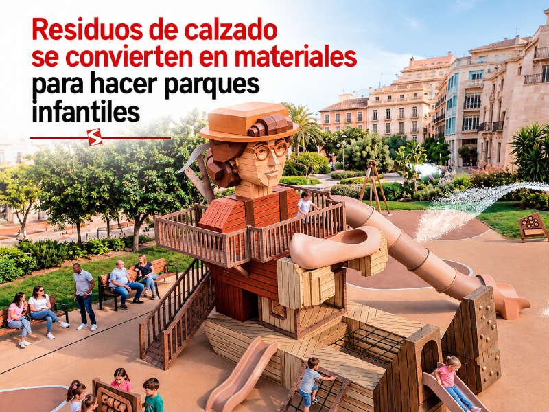 Residuos de calzado se convierten en materiales para hacer parques infantiles